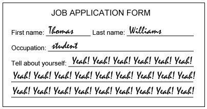 Job application form